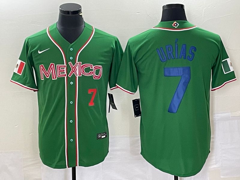 Men 2023 World Cub Mexico 7 Urias Green blue Nike MLB Jersey7